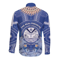 Marshall Islands Jemenei Day Long Sleeve Button Shirt Polynesian Tribal Tattoo Seashell Necklace