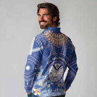 Marshall Islands Jemenei Day Long Sleeve Polo Shirt Polynesian Tribal Tattoo Seashell Necklace