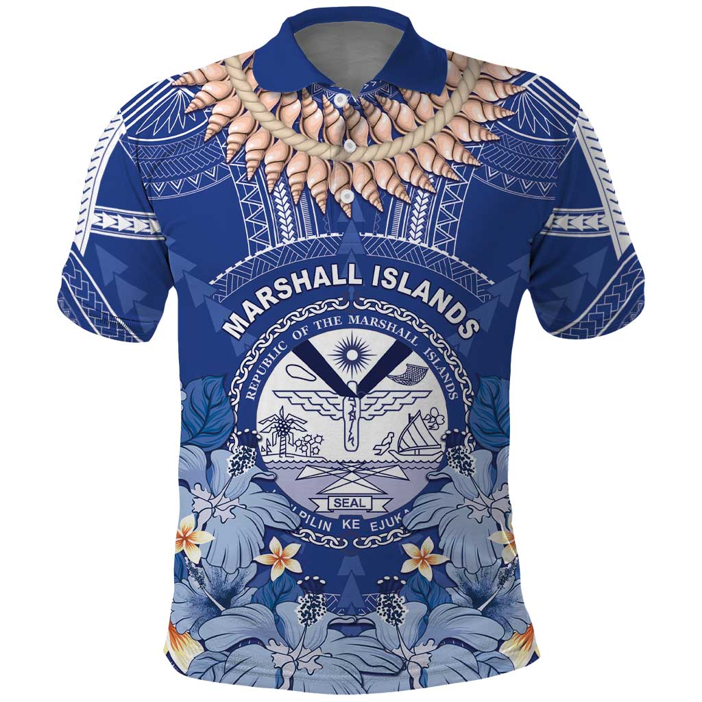 Marshall Islands Jemenei Day Polo Shirt Polynesian Tribal Tattoo Seashell Necklace