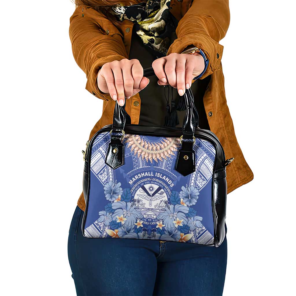 Marshall Islands Jemenei Day Shoulder Handbag Polynesian Tribal Tattoo Seashell Necklace LT05 One Size Blue - Polynesian Pride
