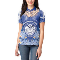 Marshall Islands Jemenei Day Women Polo Shirt Polynesian Tribal Tattoo Seashell Necklace