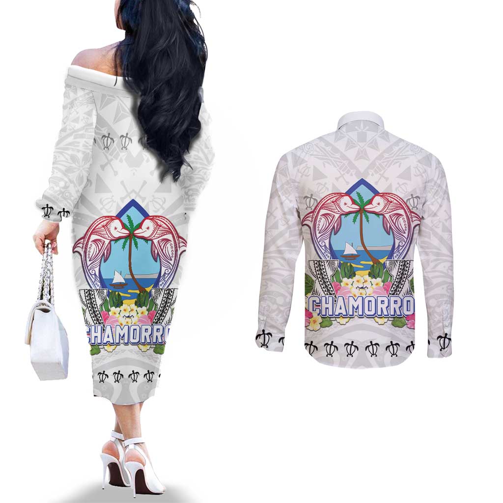 Guam Chamorro Liberation Day Couples Matching Off The Shoulder Long Sleeve Dress and Long Sleeve Button Shirt 81st Anniversary LT05