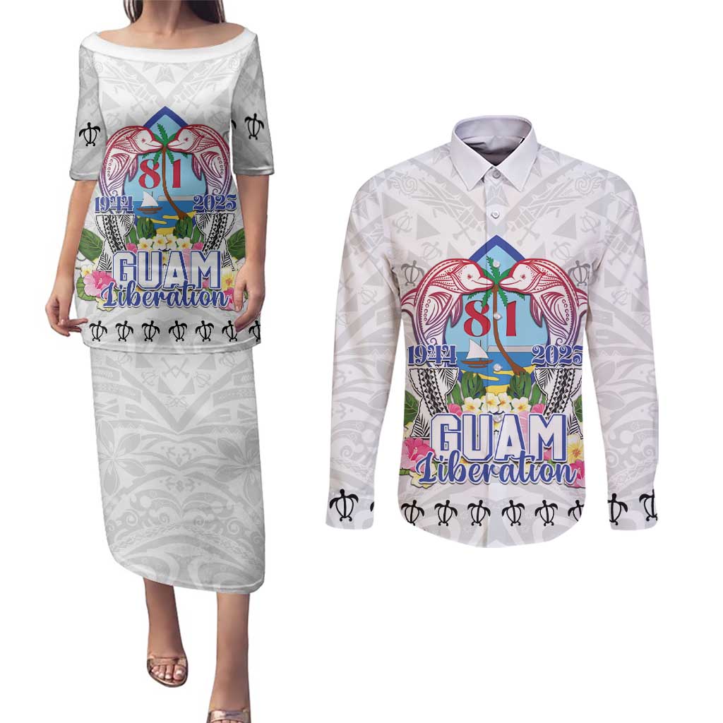 Guam Chamorro Liberation Day Couples Matching Puletasi and Long Sleeve Button Shirt 81st Anniversary LT05
