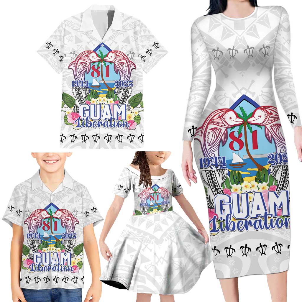 Guam Chamorro Liberation Day Family Matching Long Sleeve Bodycon Dress and Hawaiian Shirt 80th Anniversary