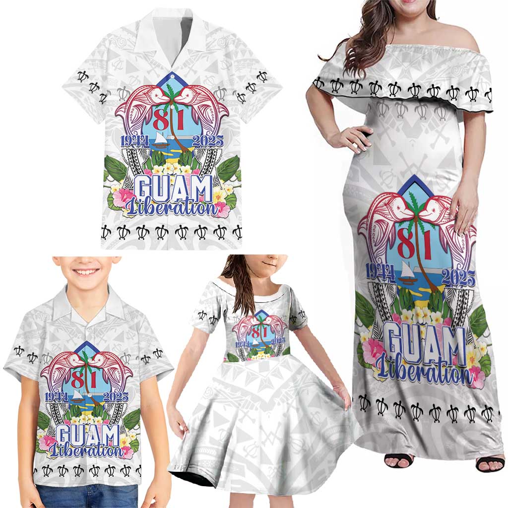 Guam Chamorro Liberation Day Family Matching Off Shoulder Maxi Dress and Hawaiian Shirt 80th Anniversary