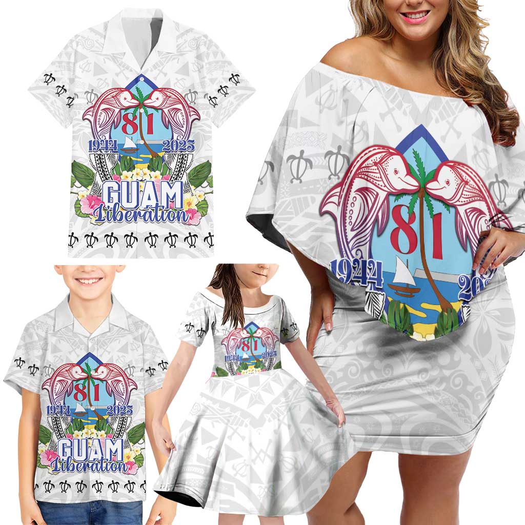 Guam Chamorro Liberation Day Family Matching Off Shoulder Short Dress and Hawaiian Shirt 81st Anniversary LT05