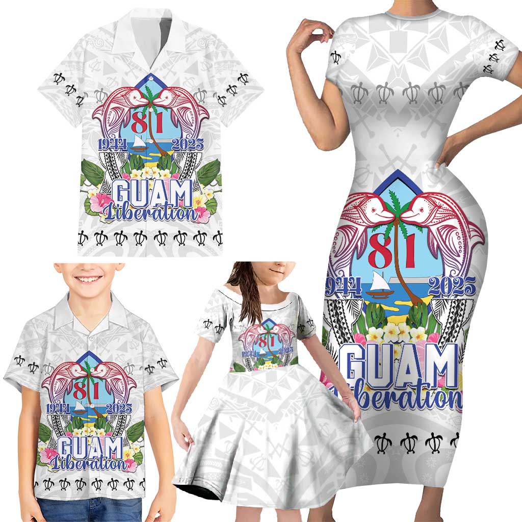 Guam Chamorro Liberation Day Family Matching Short Sleeve Bodycon Dress and Hawaiian Shirt 80th Anniversary