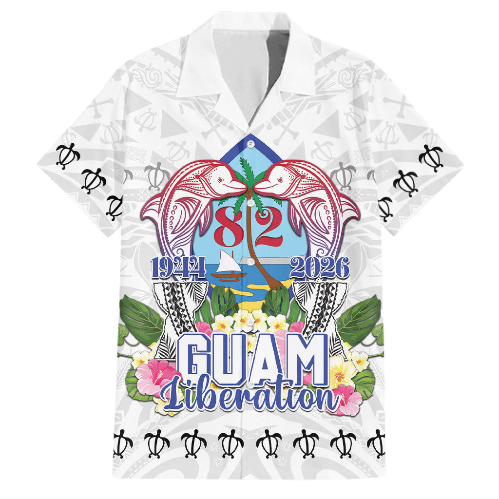 Guam Chamorro Liberation Day Family Matching Short Sleeve Bodycon Dress and Hawaiian Shirt 82nd Anniversary LT05 Dad's Shirt - Short Sleeve White - Polynesian Pride