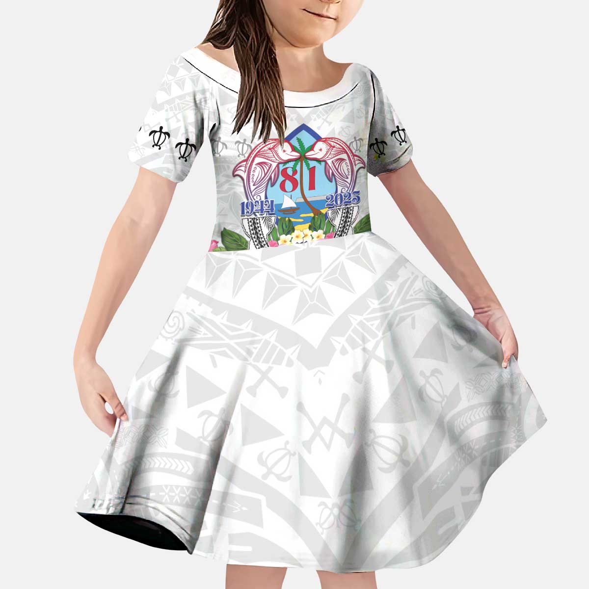 Guam Chamorro Liberation Day Kid Short Sleeve Dress 80th Anniversary