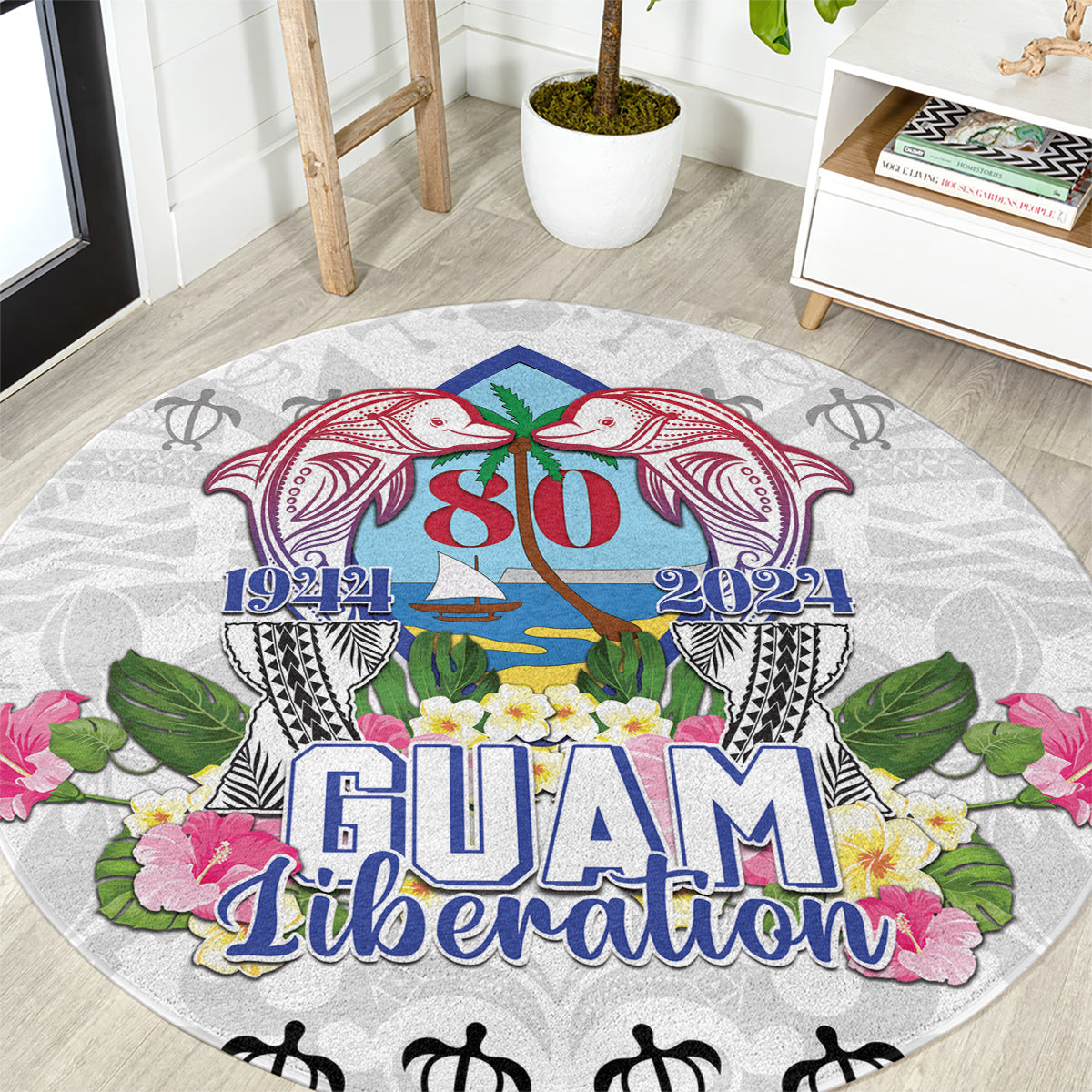 Guam Chamorro Liberation Day Round Carpet 80th Anniversary