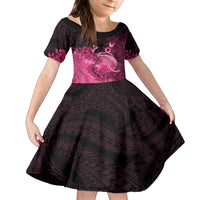 Personalised Cancer Fighter Family Matching Off The Shoulder Long Sleeve Dress and Hawaiian Shirt I Beat Cancer LT05 Daughter's Dress Pink - Polynesian Pride