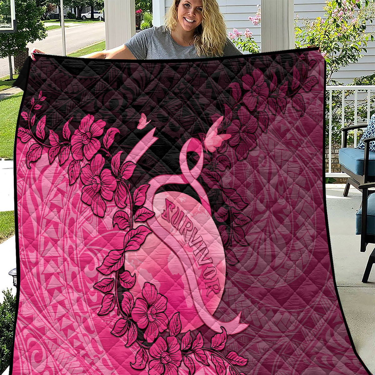 Cancer Fighter Quilt I Beat Cancer LT05 Pink - Polynesian Pride
