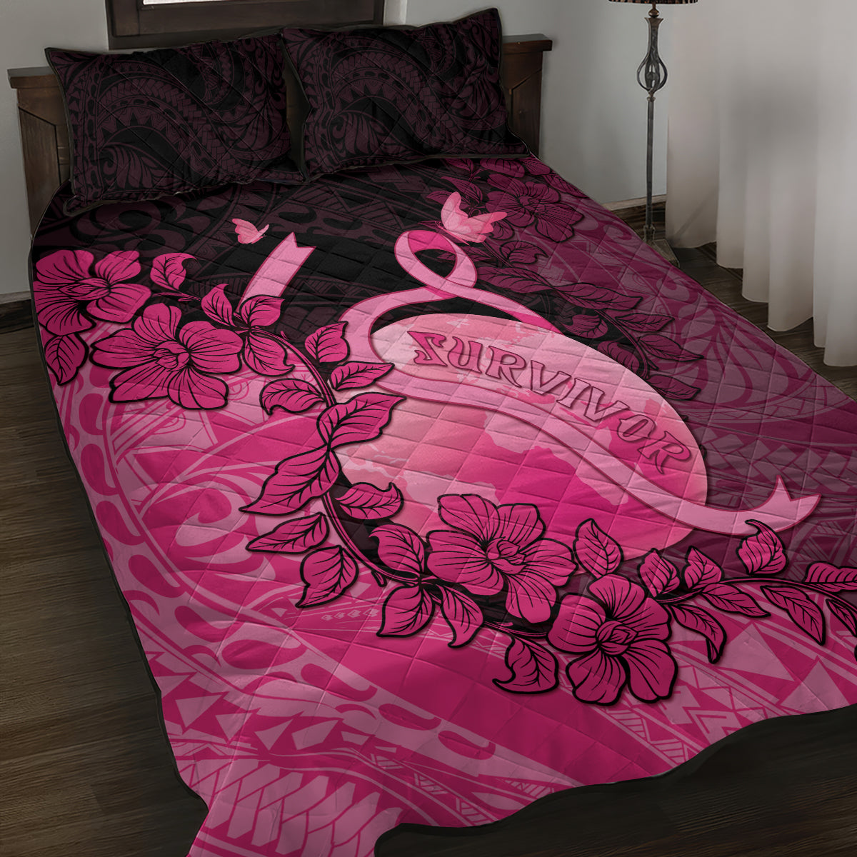 Cancer Fighter Quilt Bed Set I Beat Cancer LT05 Pink - Polynesian Pride