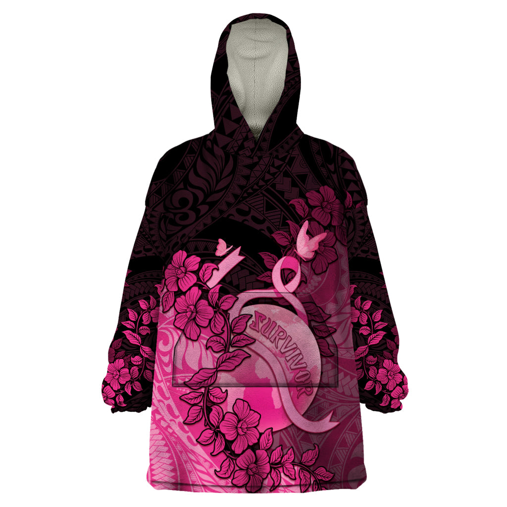 Personalised Cancer Fighter Wearable Blanket Hoodie I Beat Cancer LT05 One Size Pink - Polynesian Pride