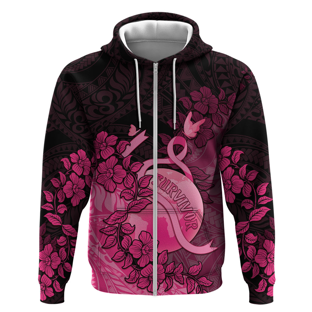 Personalised Cancer Fighter Zip Hoodie I Beat Cancer LT05 Zip Hoodie Pink - Polynesian Pride