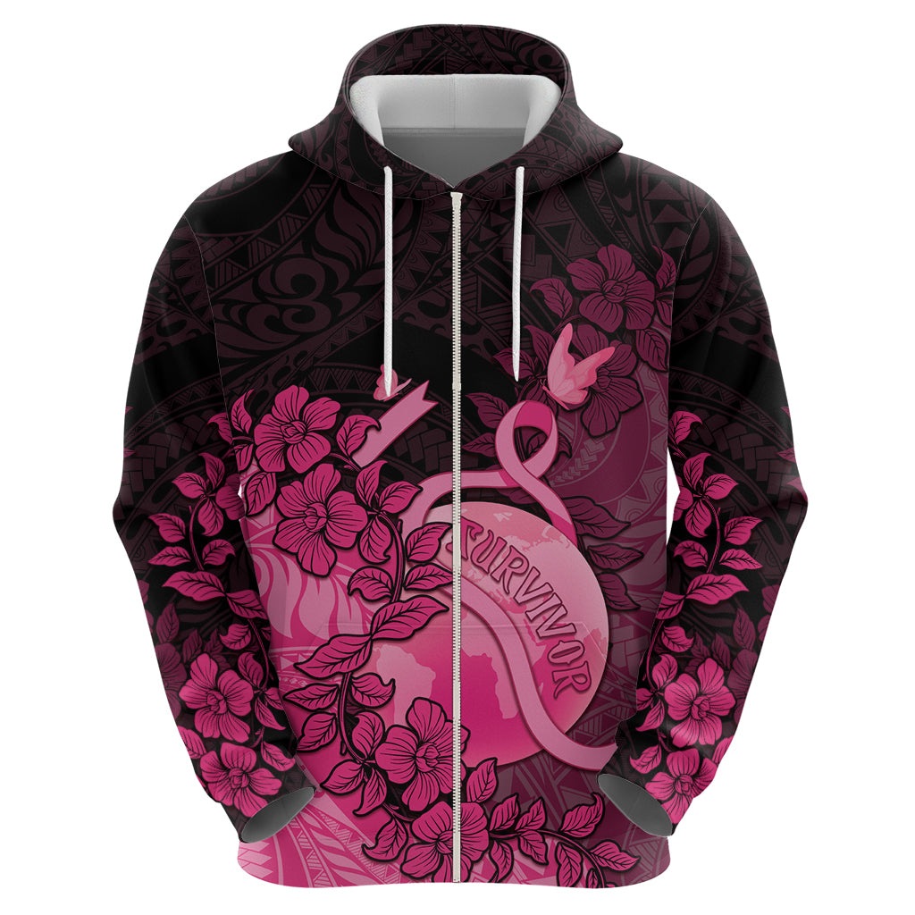 Personalised Cancer Fighter Zip Hoodie I Beat Cancer LT05 - Polynesian Pride
