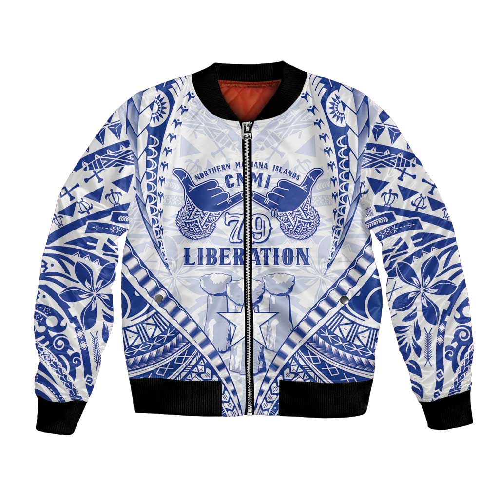 Northern Mariana Islands Liberation Day Bomber Jacket 79th Anniversary LT05 Unisex Blue - Polynesian Pride