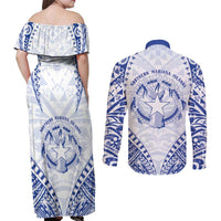 Northern Mariana Islands Liberation Day Couples Matching Off Shoulder Maxi Dress and Long Sleeve Button Shirt 79th Anniversary LT05 - Polynesian Pride
