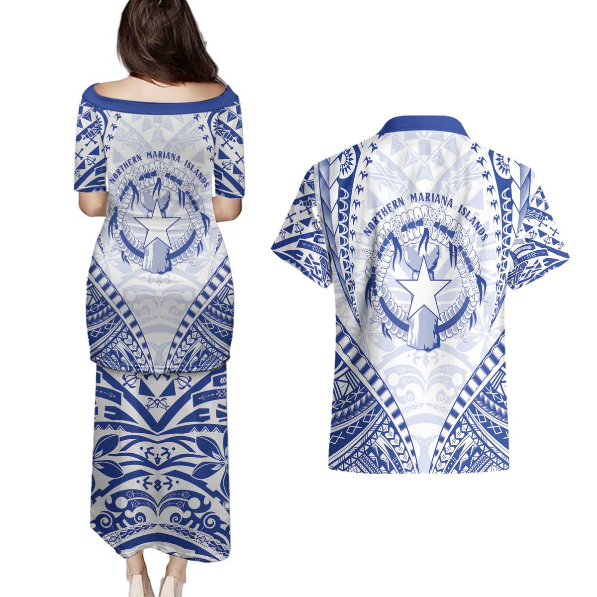 Northern Mariana Islands Liberation Day Couples Matching Puletasi and Hawaiian Shirt 79th Anniversary LT05 - Polynesian Pride