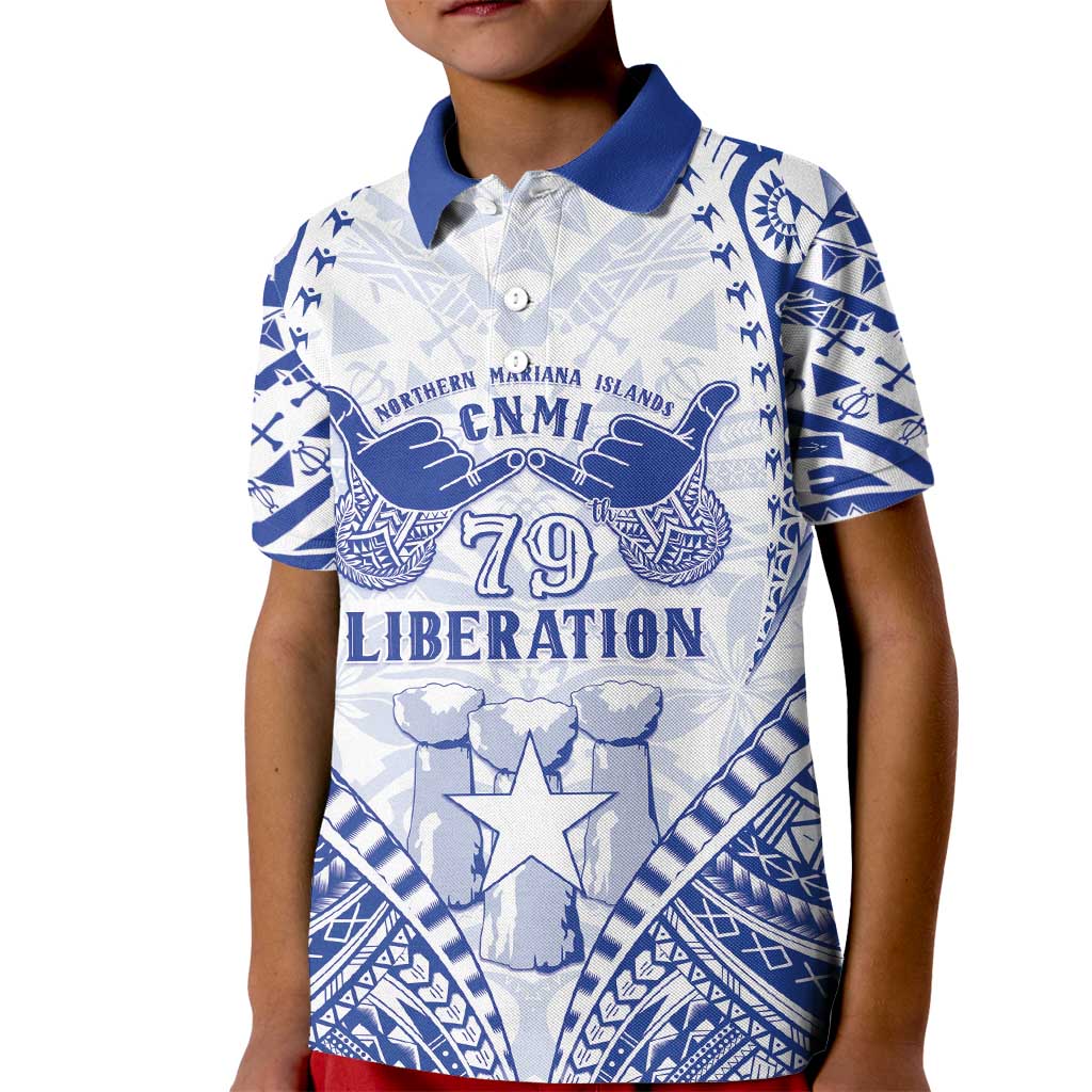 Northern Mariana Islands Liberation Day Kid Polo Shirt 79th Anniversary LT05 Kid Blue - Polynesian Pride
