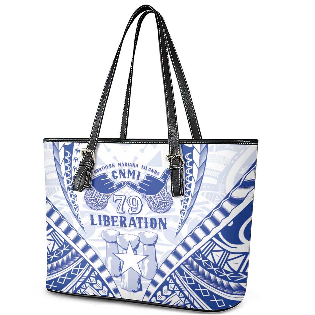 Northern Mariana Islands Liberation Day Leather Tote Bag 79th Anniversary