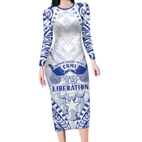 Northern Mariana Islands Liberation Day Long Sleeve Bodycon Dress 79th Anniversary