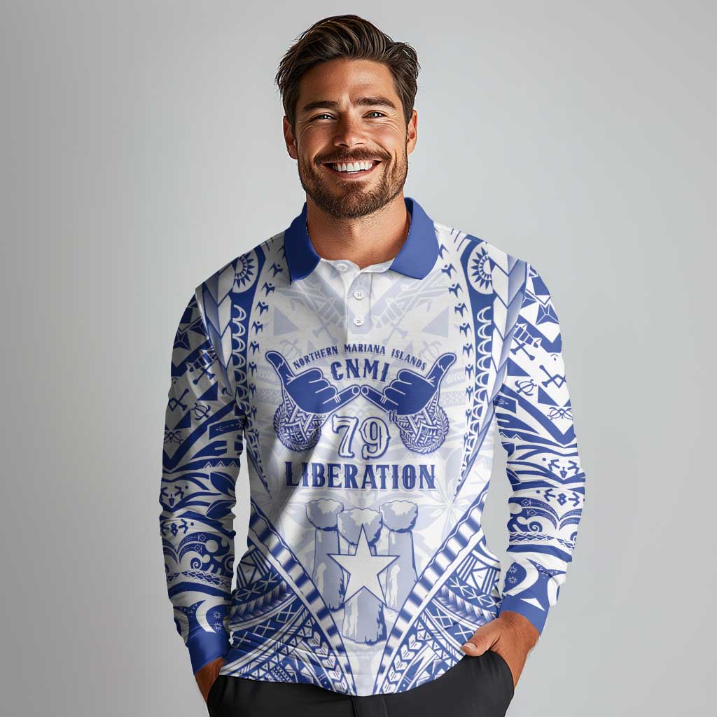 Northern Mariana Islands Liberation Day Long Sleeve Polo Shirt 79th Anniversary LT05 - Polynesian Pride
