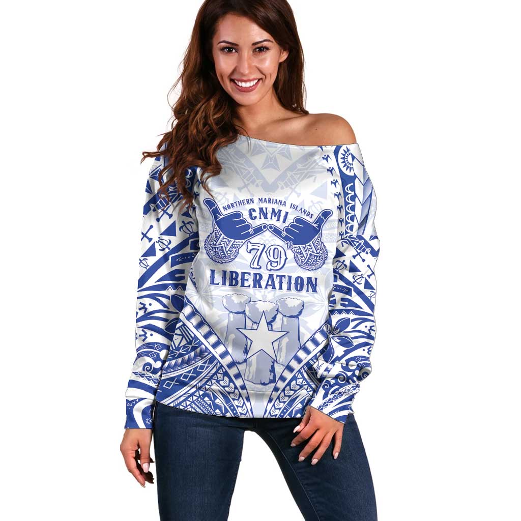 Northern Mariana Islands Liberation Day Off Shoulder Sweater 79th Anniversary