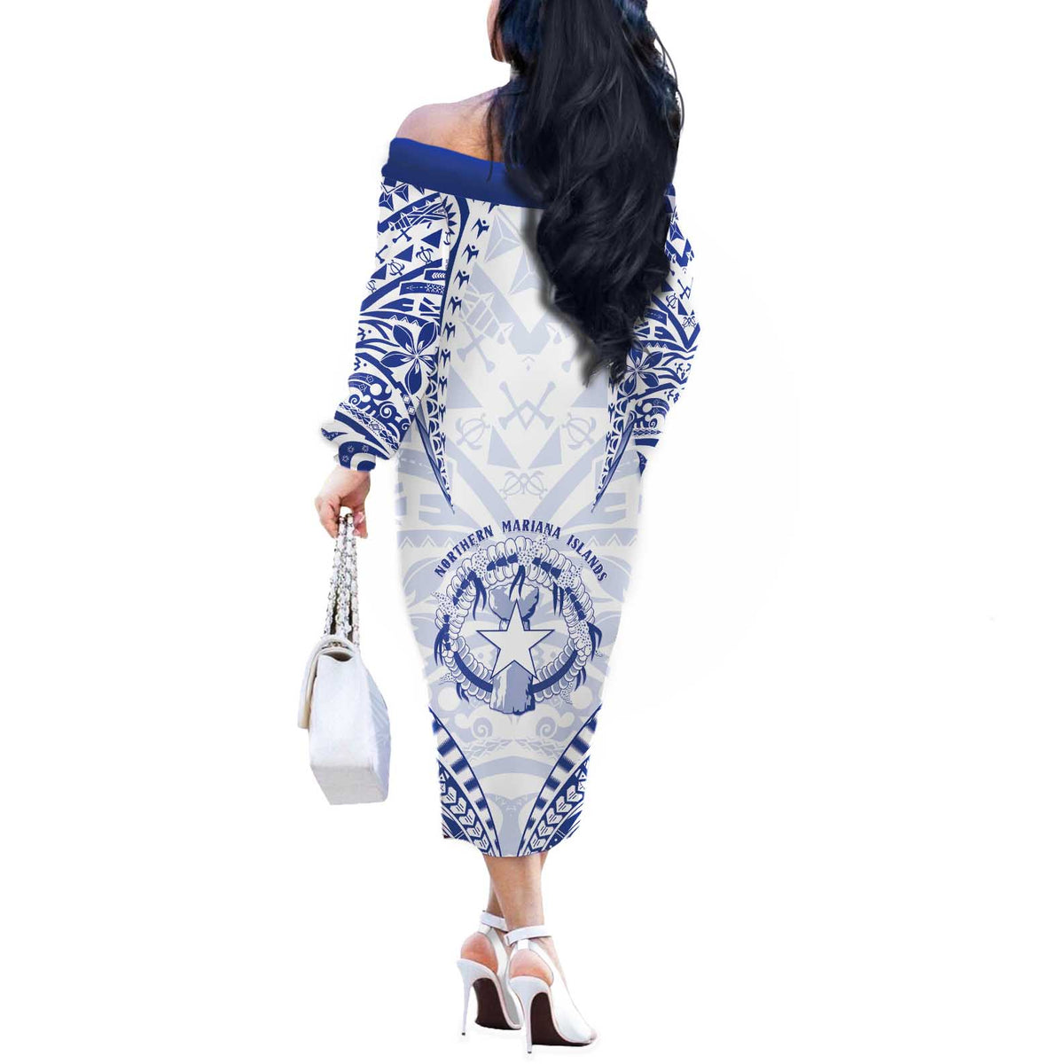 Northern Mariana Islands Liberation Day Off The Shoulder Long Sleeve Dress 79th Anniversary