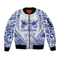 Northern Mariana Islands Liberation Day Sleeve Zip Bomber Jacket 79th Anniversary LT05 Unisex Blue - Polynesian Pride