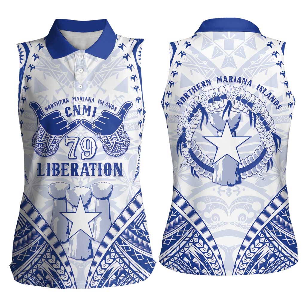 Northern Mariana Islands Liberation Day Women Sleeveless Polo Shirt 79th Anniversary LT05 - Polynesian Pride