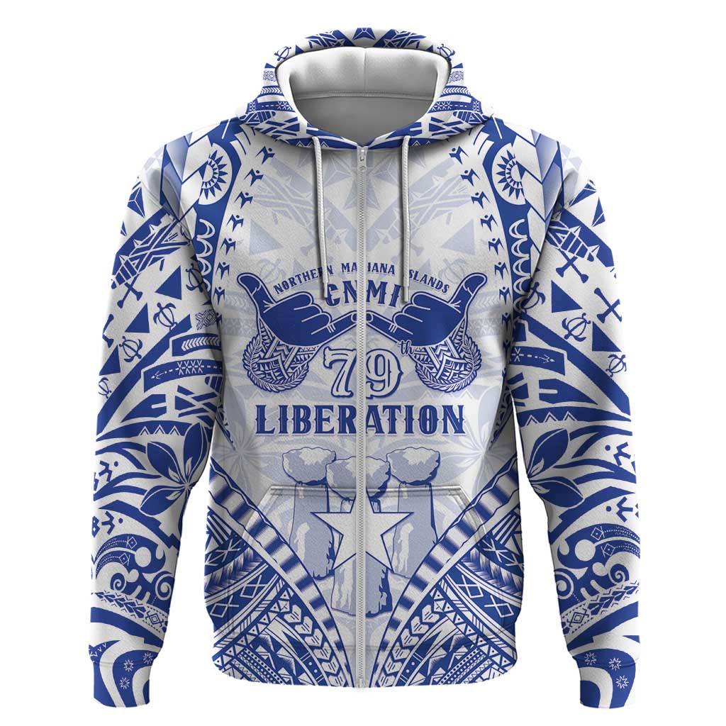 Northern Mariana Islands Liberation Day Zip Hoodie 79th Anniversary LT05 Zip Hoodie Blue - Polynesian Pride