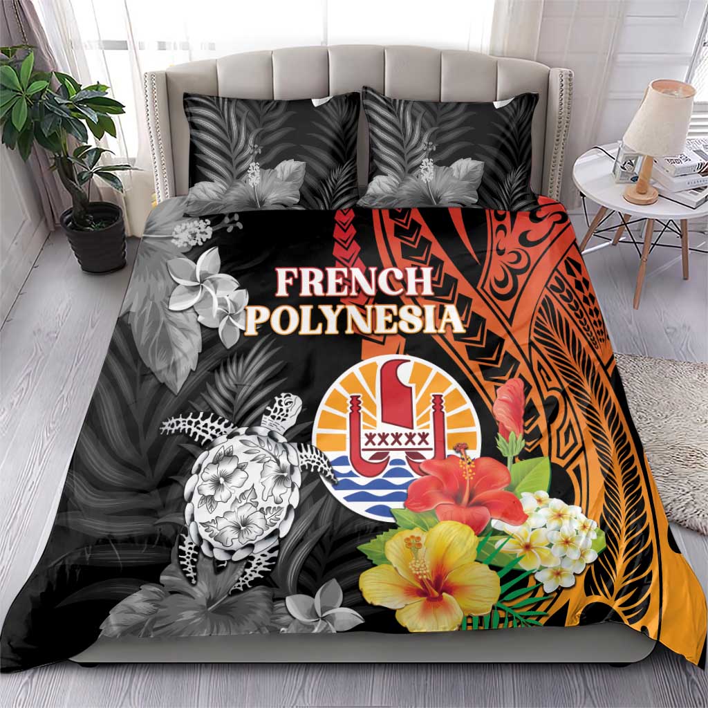 French Polynesia Bastille Day Bedding Set Tropical Turtle Hibiscus Polynesian Pattern