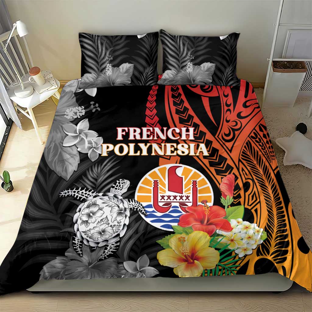 French Polynesia Bastille Day Bedding Set Tropical Turtle Hibiscus Polynesian Pattern