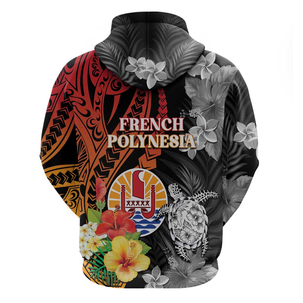French Polynesia Bastille Day Hoodie Tropical Turtle Hibiscus Polynesian Pattern