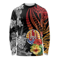 French Polynesia Bastille Day Long Sleeve Shirt Tropical Turtle Hibiscus Polynesian Pattern LT05 Unisex Black - Polynesian Pride