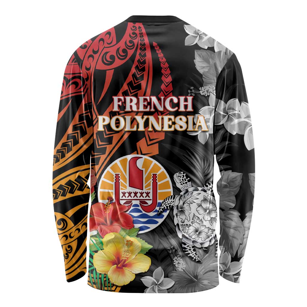 French Polynesia Bastille Day Long Sleeve Shirt Tropical Turtle Hibiscus Polynesian Pattern LT05 - Polynesian Pride