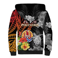 French Polynesia Bastille Day Sherpa Hoodie Tropical Turtle Hibiscus Polynesian Pattern