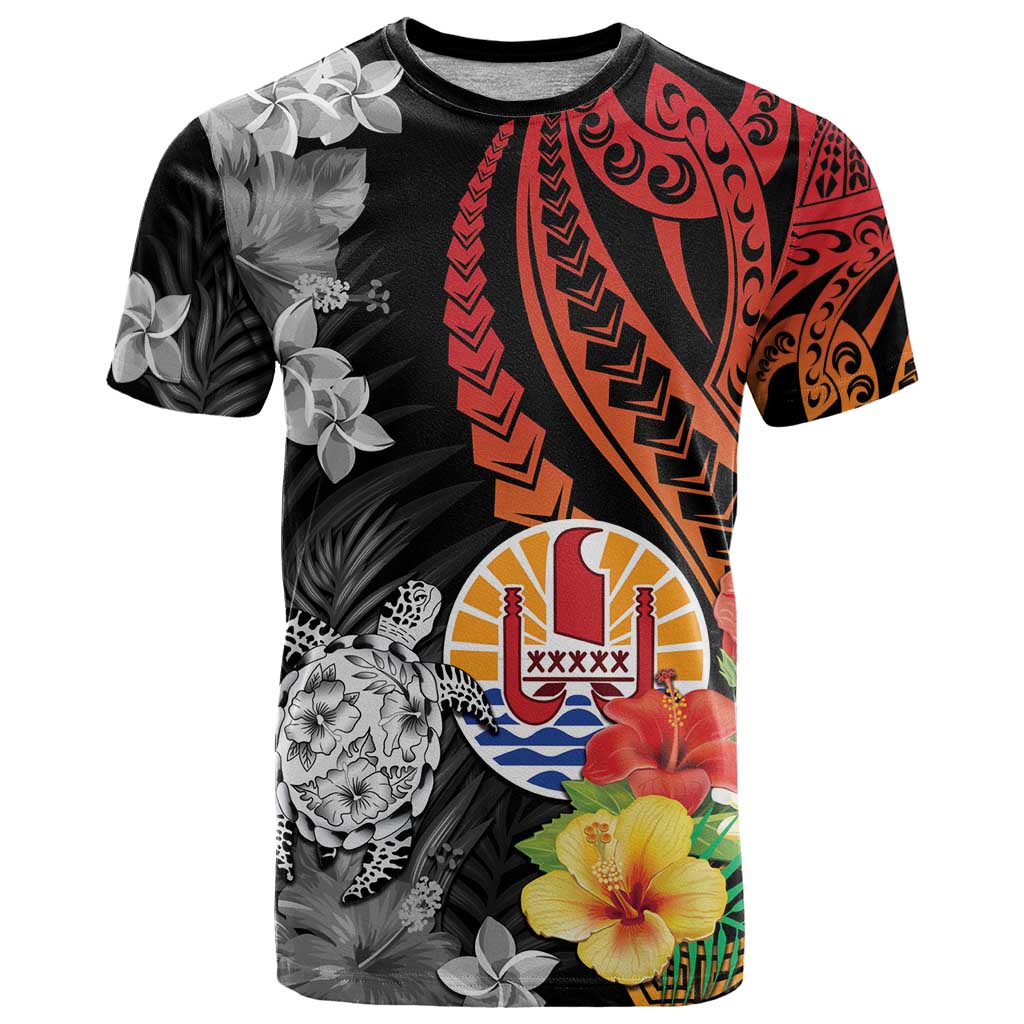 French Polynesia Bastille Day T Shirt Tropical Turtle Hibiscus Polynesian Pattern LT05 Black - Polynesian Pride
