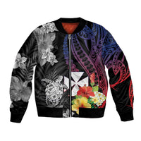 Wallis and Futuna Bastille Day Bomber Jacket Tropical Turtle Hibiscus Polynesian Pattern LT05 Unisex Black - Polynesian Pride