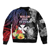 Wallis and Futuna Bastille Day Bomber Jacket Tropical Turtle Hibiscus Polynesian Pattern LT05 - Polynesian Pride
