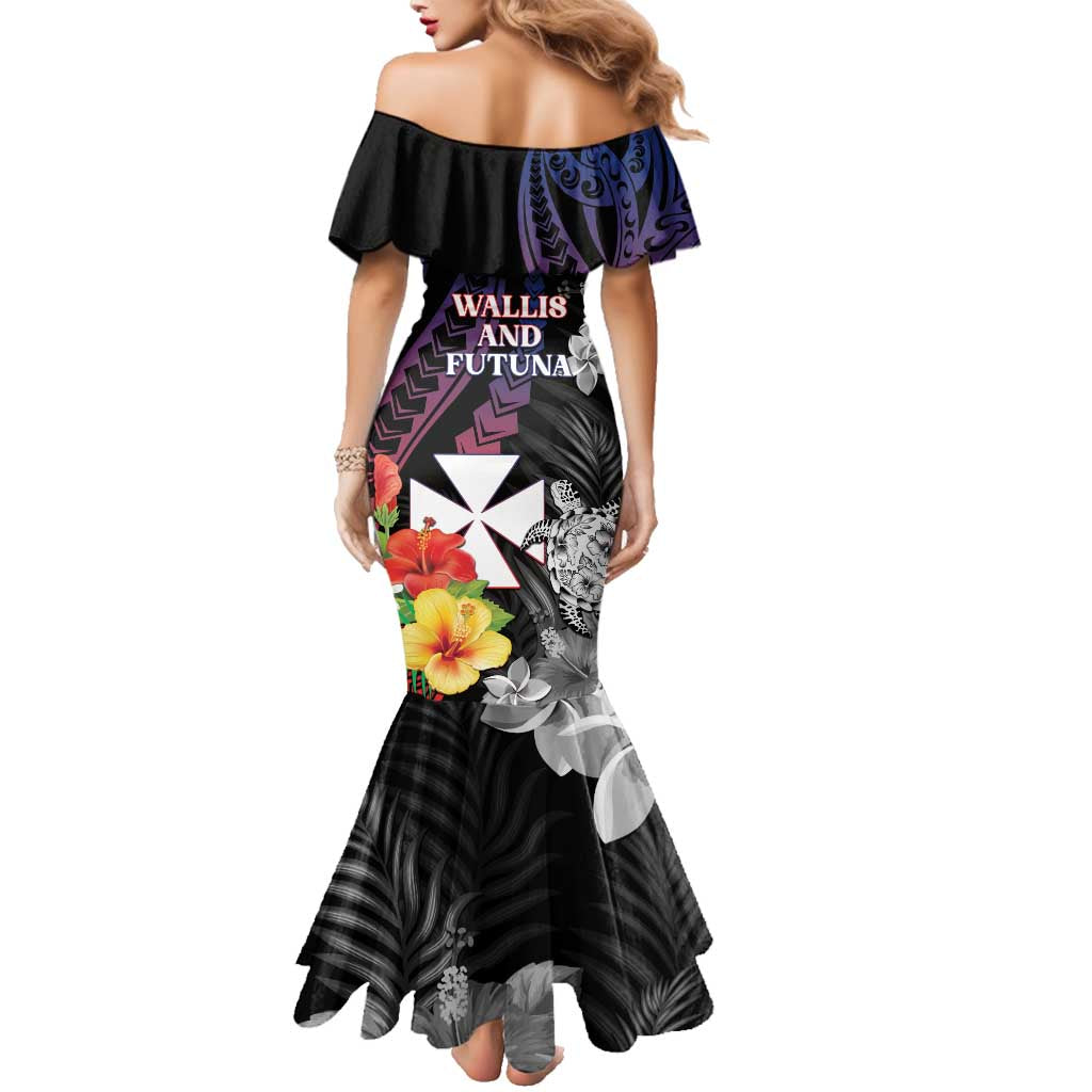 Wallis and Futuna Bastille Day Family Matching Mermaid Dress and Hawaiian Shirt Tropical Turtle Hibiscus Polynesian Pattern