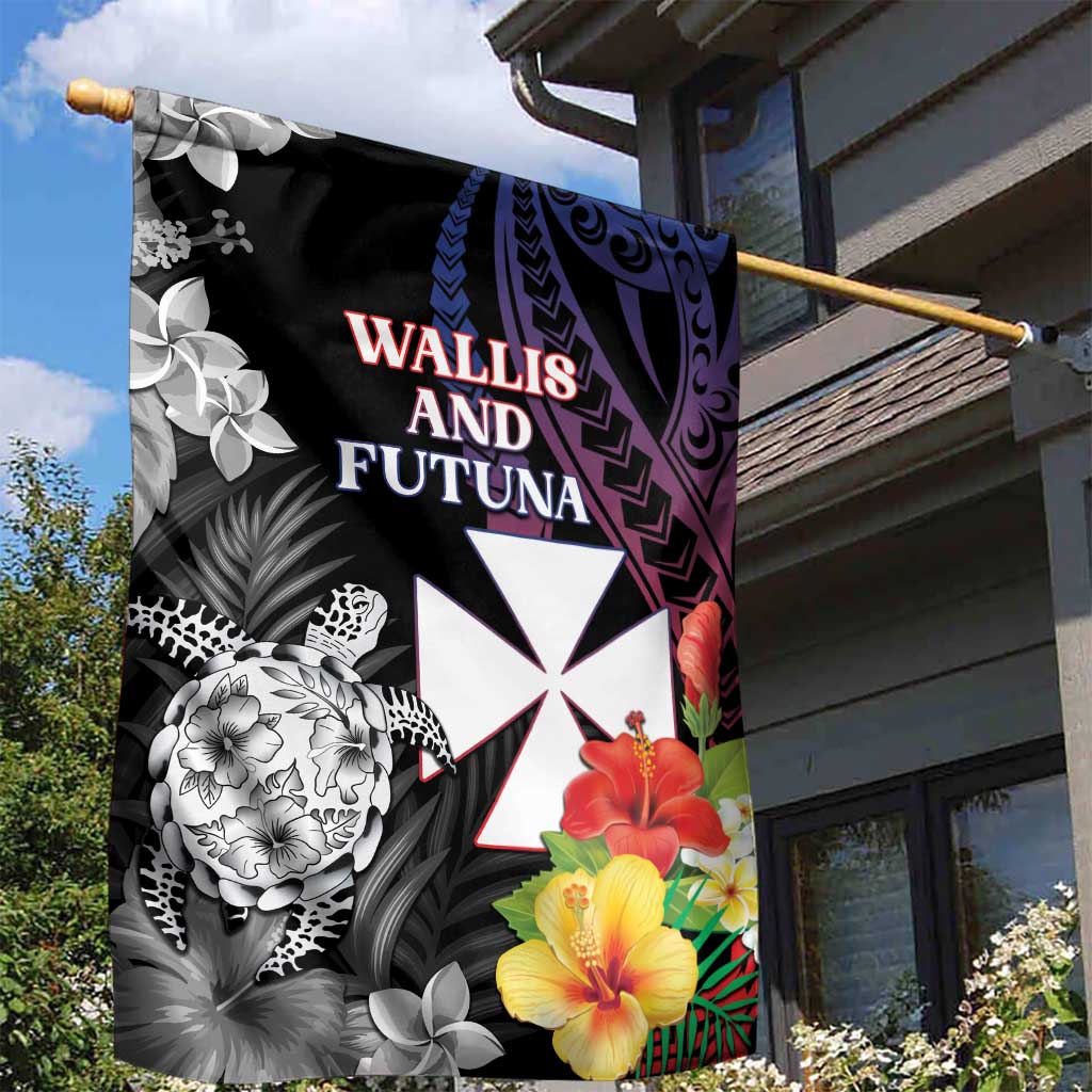 Wallis and Futuna Bastille Day Garden Flag Tropical Turtle Hibiscus Polynesian Pattern LT05 - Polynesian Pride