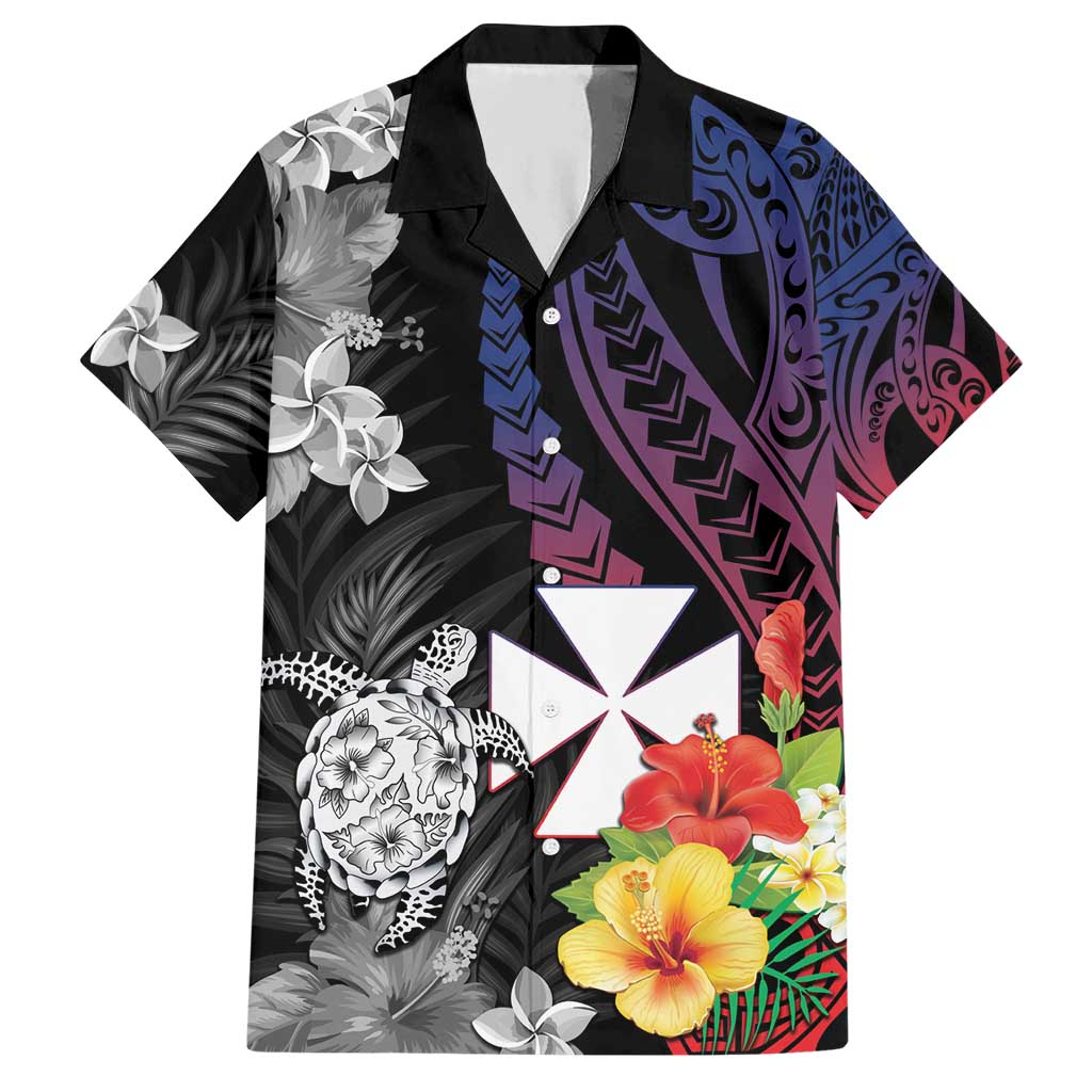 Wallis and Futuna Bastille Day Hawaiian Shirt Tropical Turtle Hibiscus Polynesian Pattern LT05 Black - Polynesian Pride
