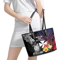Wallis and Futuna Bastille Day Leather Tote Bag Tropical Turtle Hibiscus Polynesian Pattern LT05 - Polynesian Pride