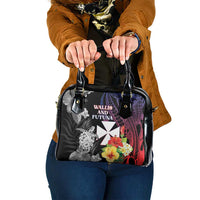 Wallis and Futuna Bastille Day Shoulder Handbag Tropical Turtle Hibiscus Polynesian Pattern LT05 One Size Black - Polynesian Pride