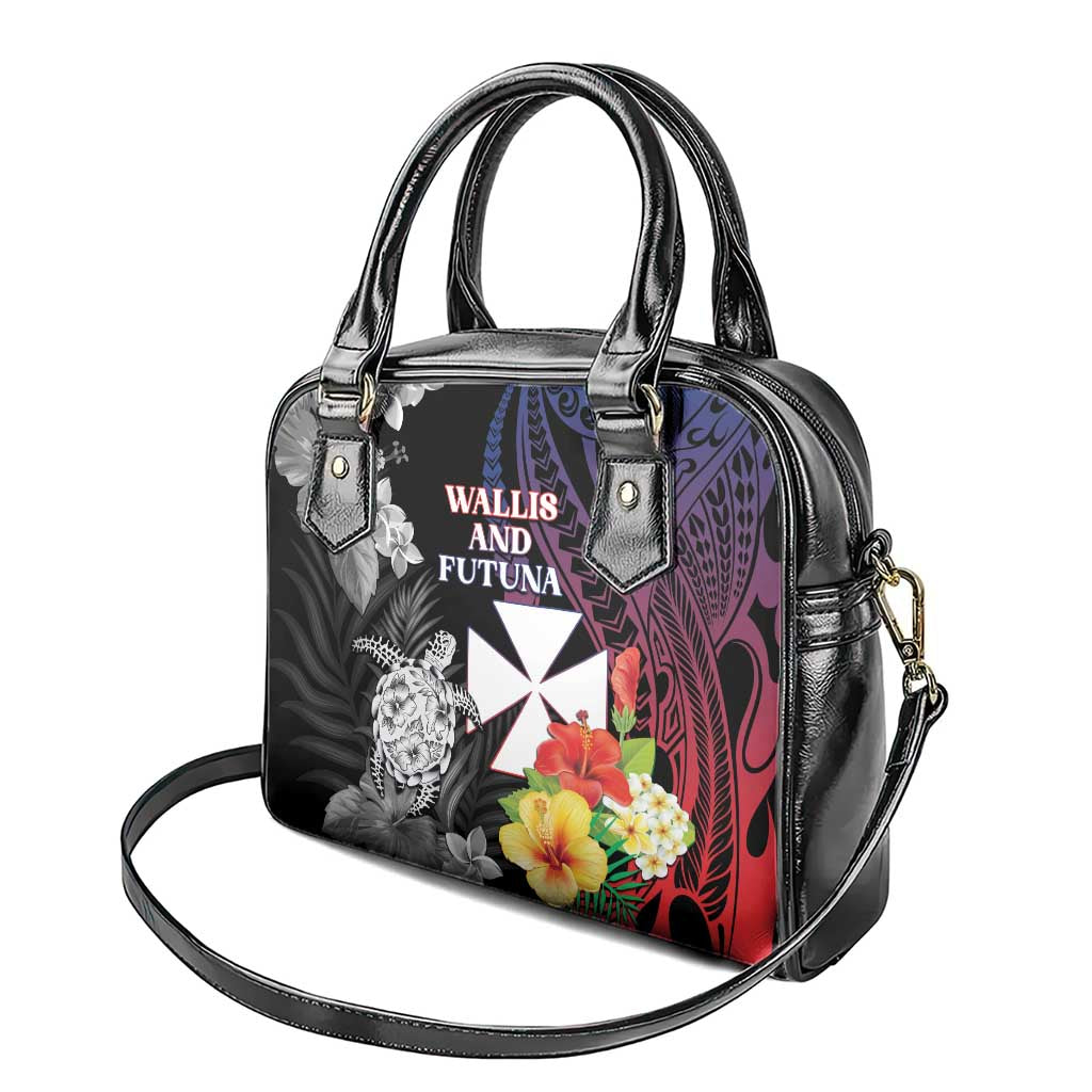 Wallis and Futuna Bastille Day Shoulder Handbag Tropical Turtle Hibiscus Polynesian Pattern LT05 - Polynesian Pride