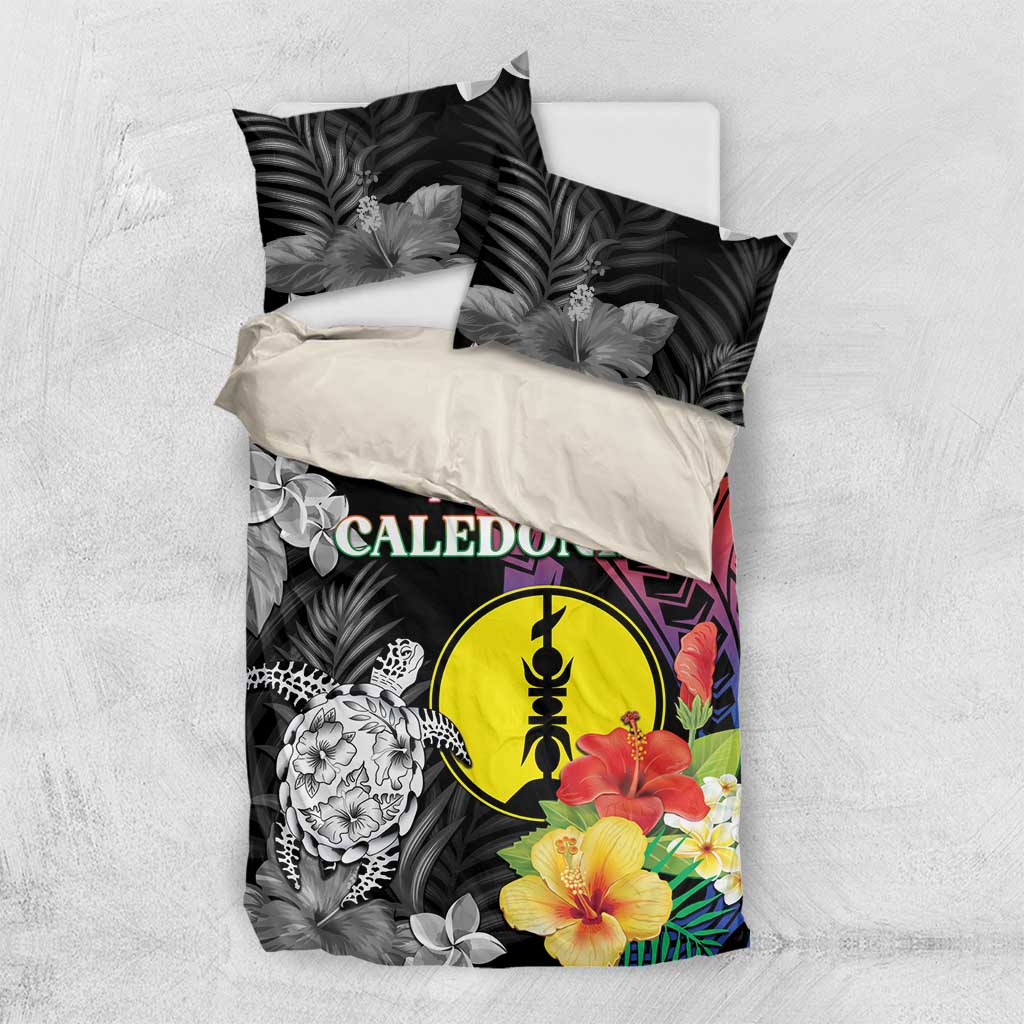 New Caledonia Bastille Day Bedding Set Tropical Turtle Hibiscus Polynesian Pattern