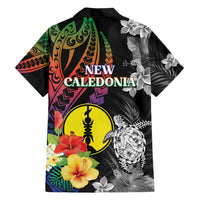 New Caledonia Bastille Day Family Matching Short Sleeve Bodycon Dress and Hawaiian Shirt Tropical Turtle Hibiscus Polynesian Pattern