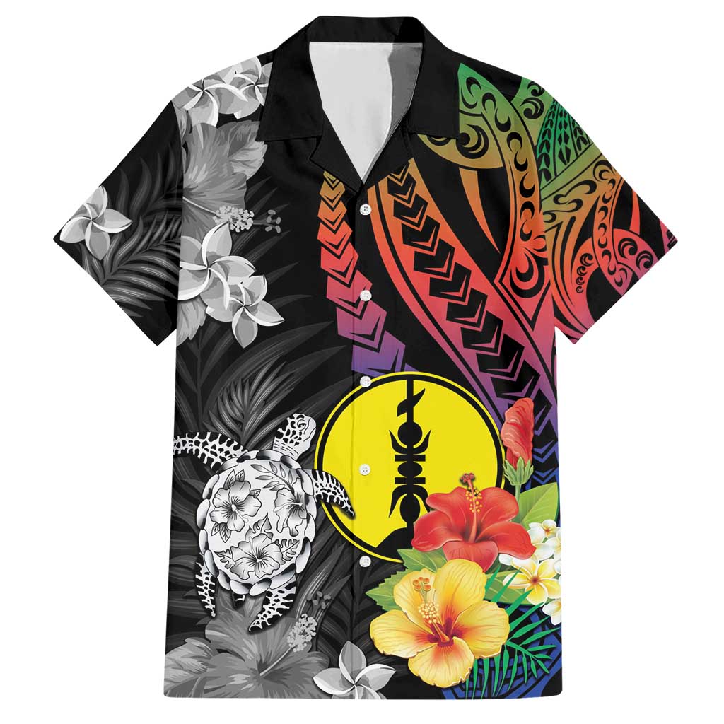 New Caledonia Bastille Day Hawaiian Shirt Tropical Turtle Hibiscus Polynesian Pattern LT05 Black - Polynesian Pride